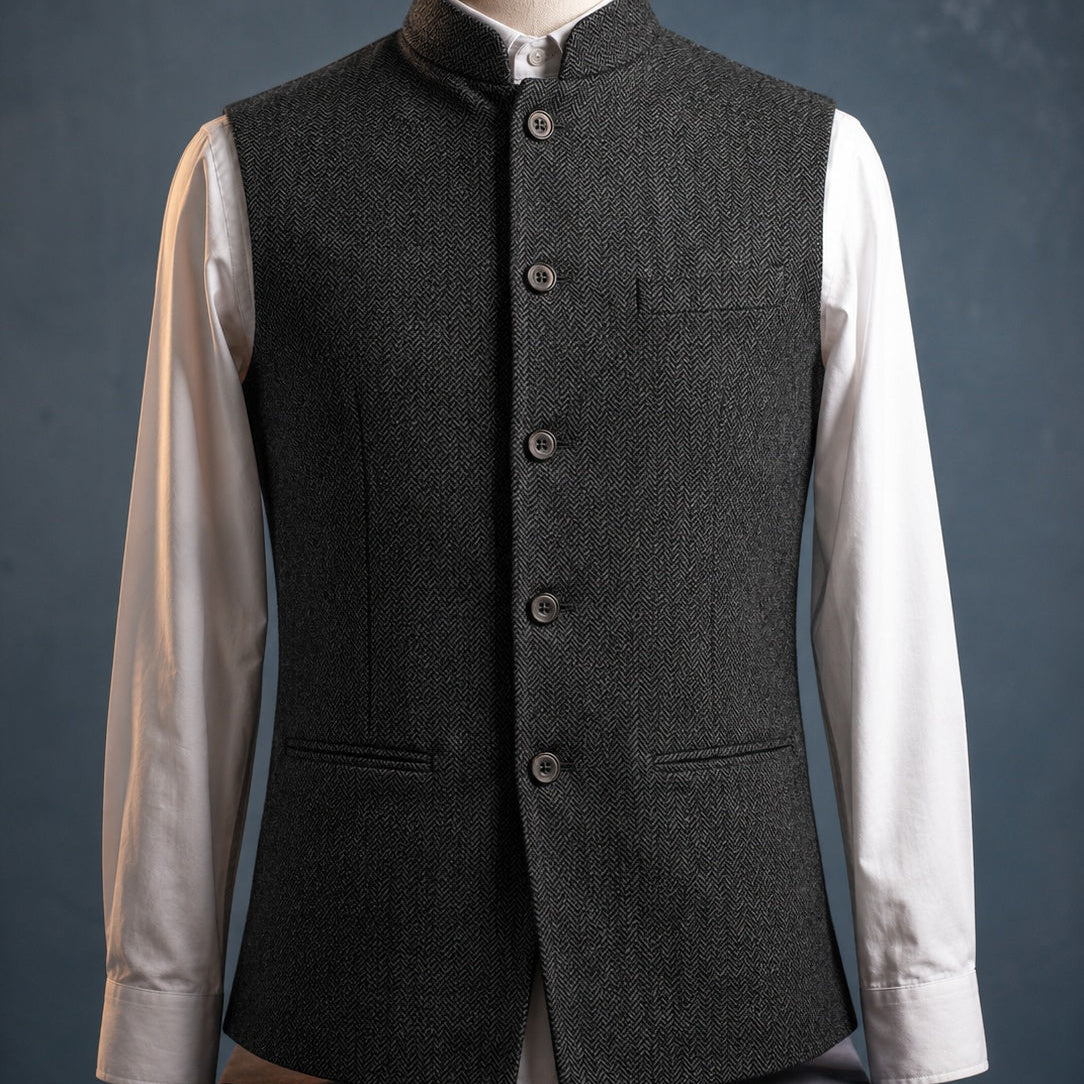 Harrington Oxford | Mandarin Collar Waistcoat For Men