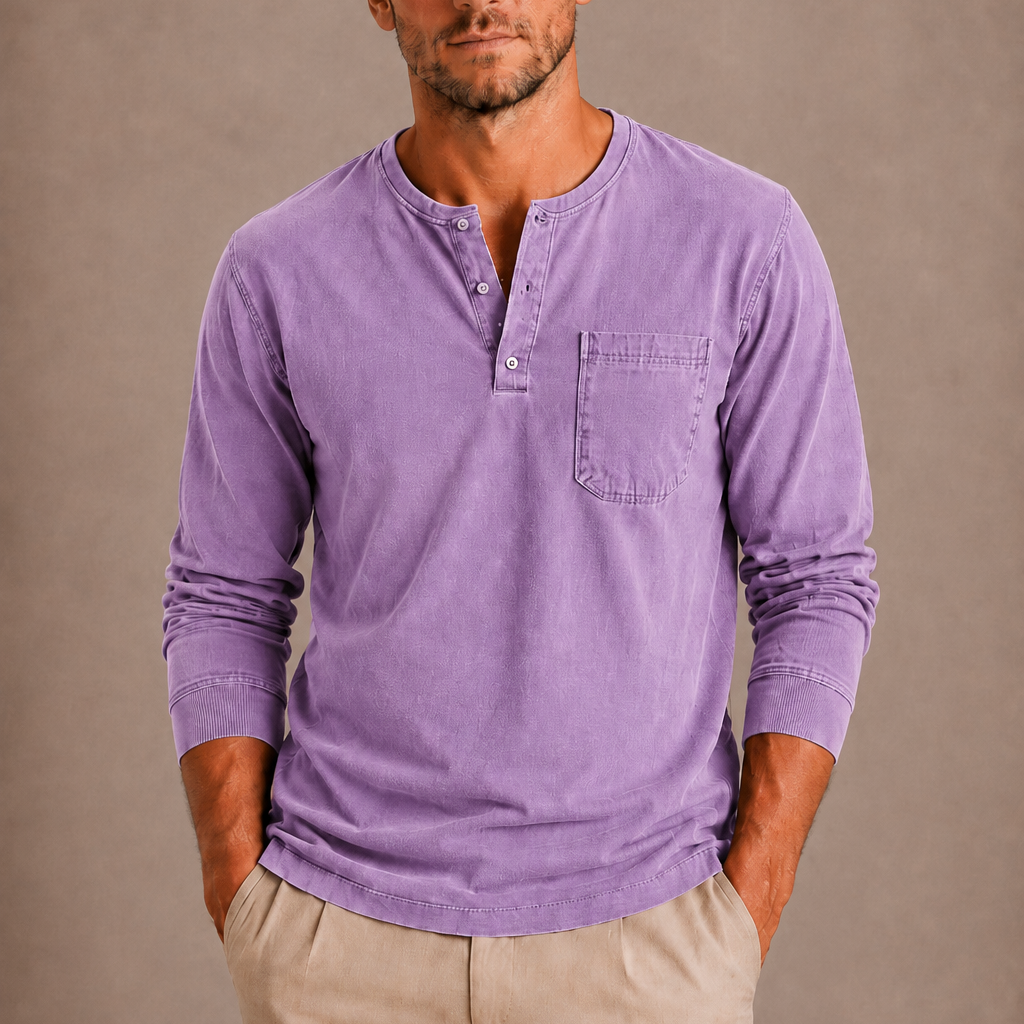 HARRINGTON OXFORD | LONG-SLEEVE HENLEY SHIRT FOR MEN
