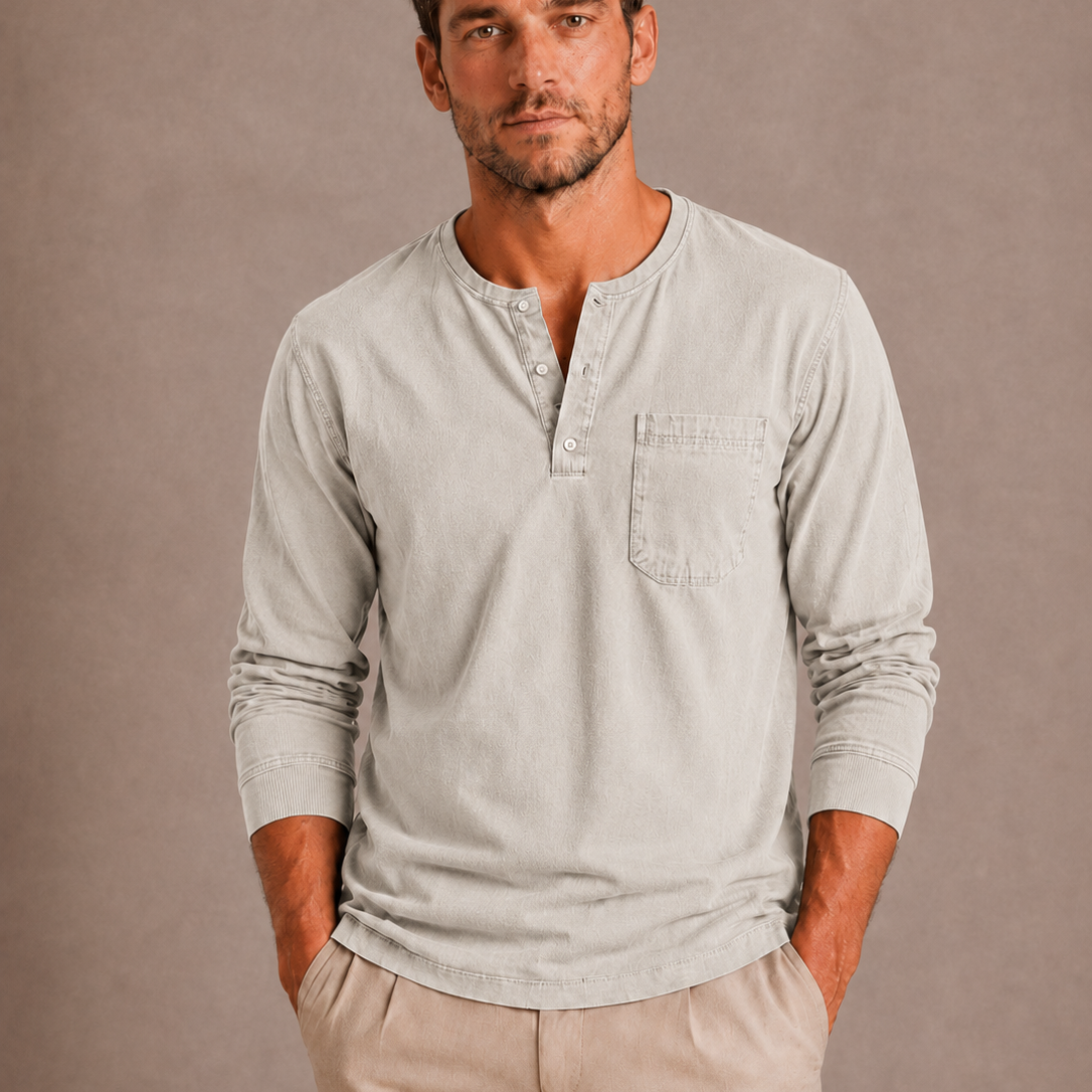 HARRINGTON OXFORD | LONG-SLEEVE HENLEY SHIRT FOR MEN