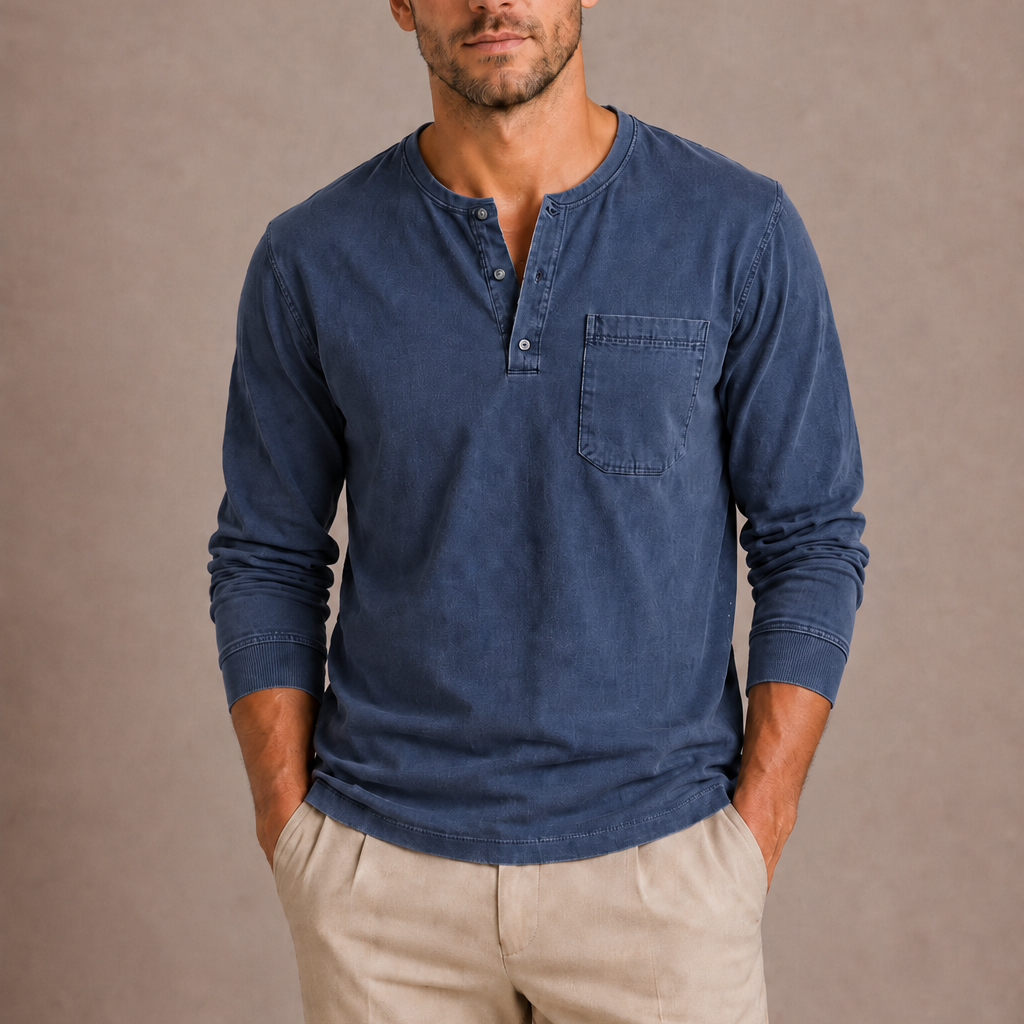 HARRINGTON OXFORD | LONG-SLEEVE HENLEY SHIRT FOR MEN