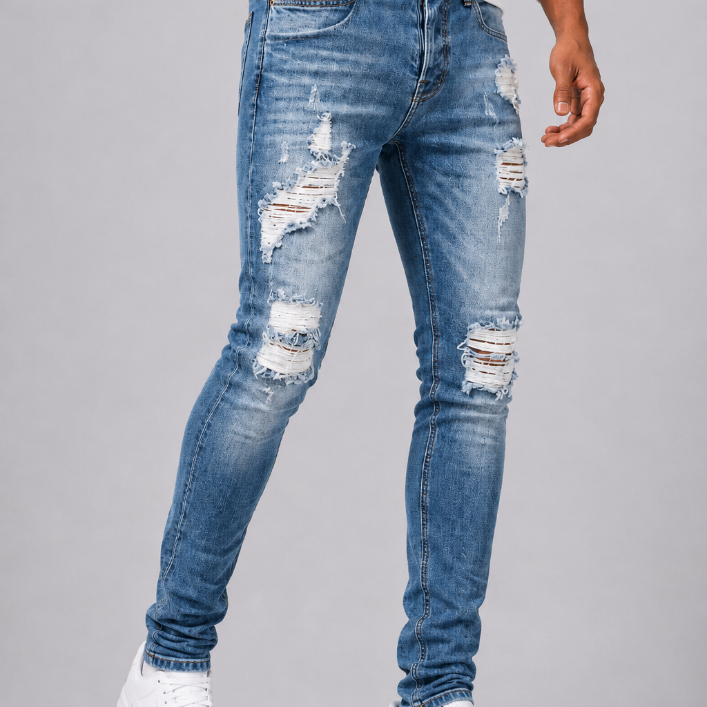 Harrington Oxford | Slim Fit Distressed Jeans For Men