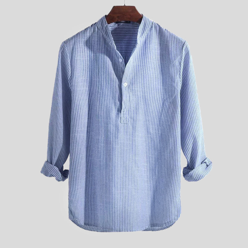 HARRINGTON OXFORD | COTTON-LINEN HENLEY SHIRT FOR MEN