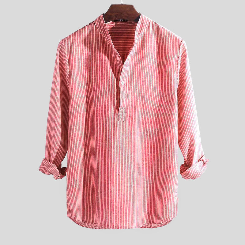 HARRINGTON OXFORD | COTTON-LINEN HENLEY SHIRT FOR MEN