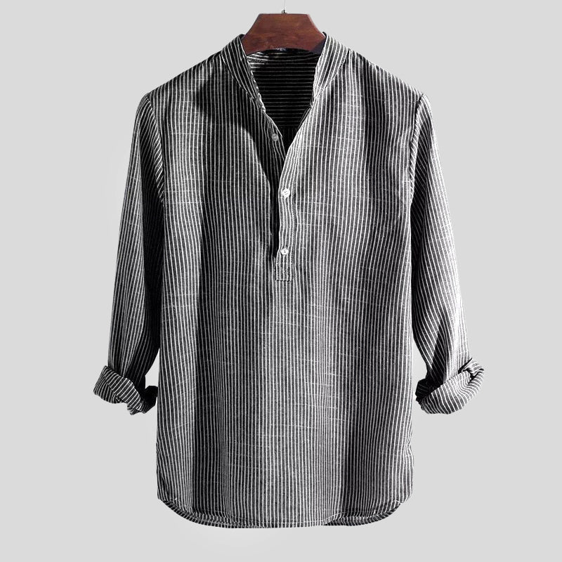 HARRINGTON OXFORD | COTTON-LINEN HENLEY SHIRT FOR MEN