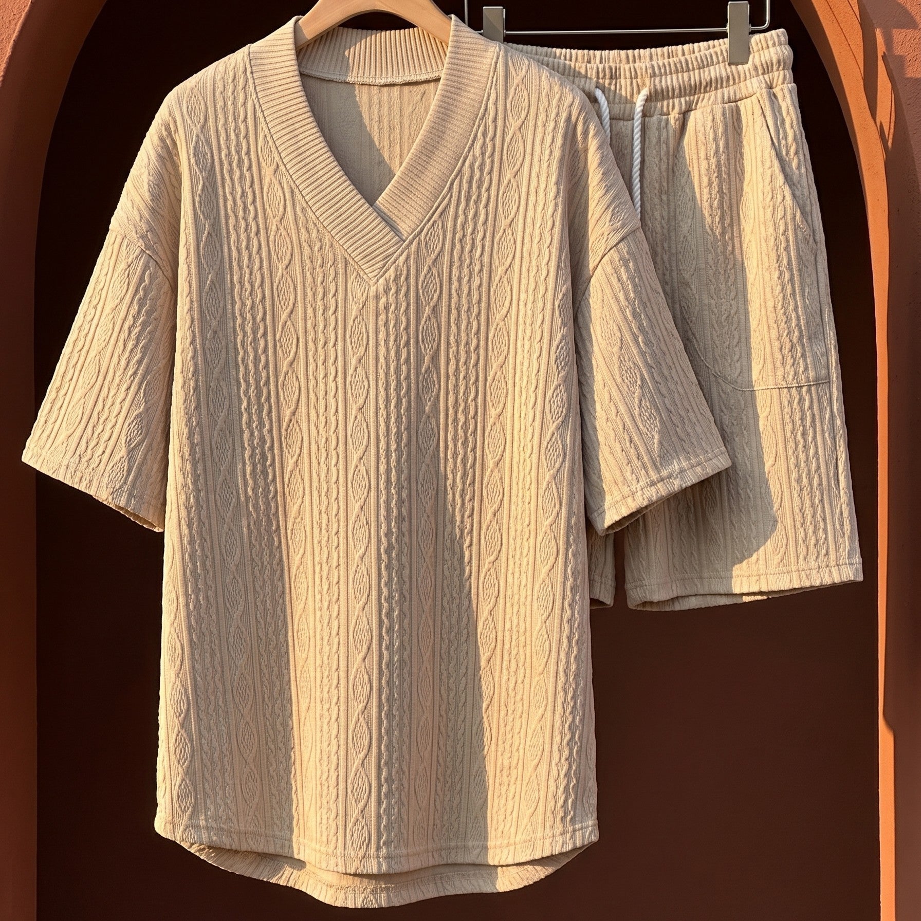 Harrington Oxford | Knitted Shirt And Shorts Set For Men