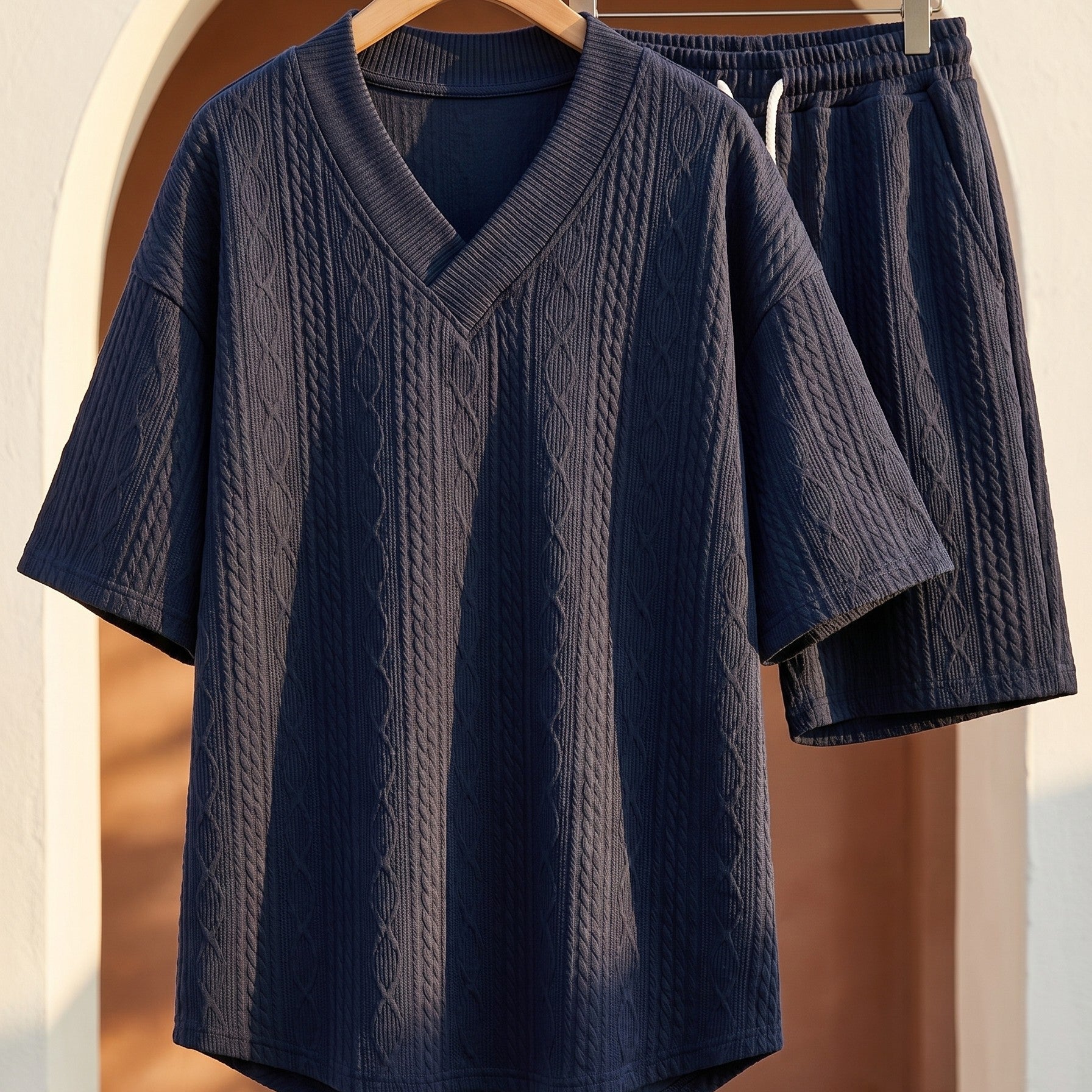 Harrington Oxford | Knitted Shirt And Shorts Set For Men