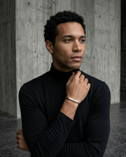 Silver-Tone Rectangular Cuff Bracelet For Men
