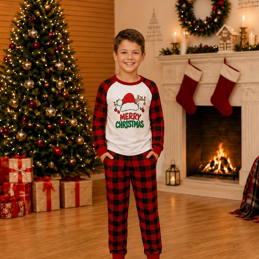 Santa Hat & Antler Matching Family Christmas Pyjama Set