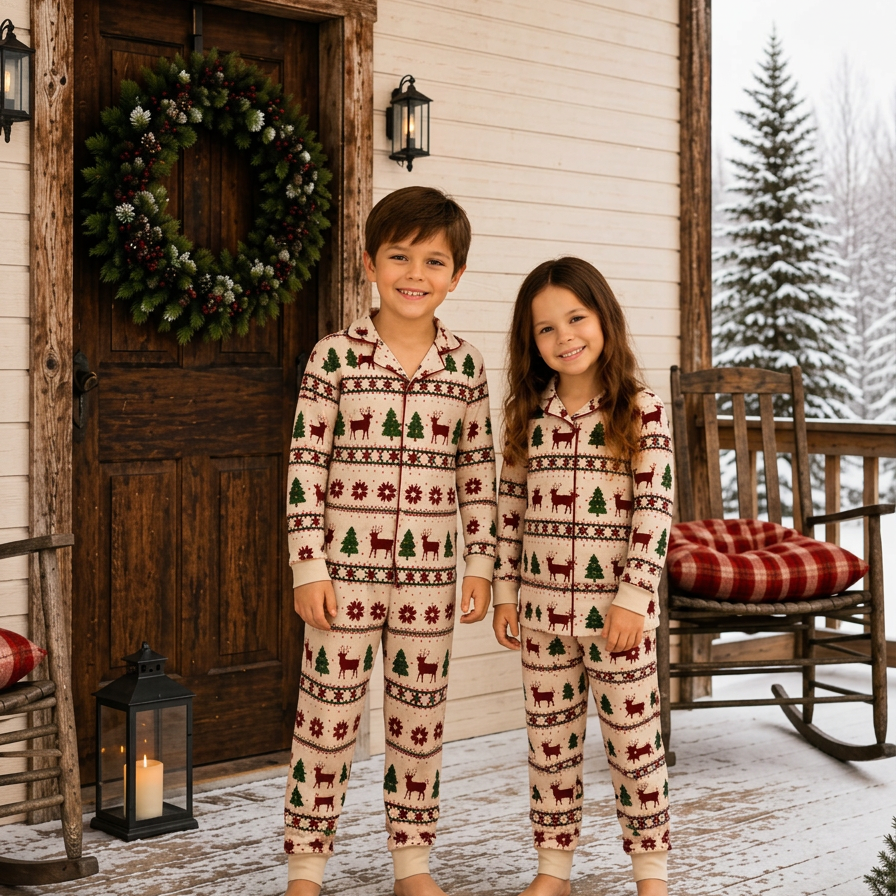 Rustic Cabin Matching Family Christmas Pyjama Set