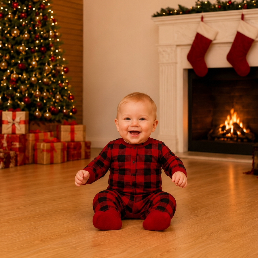 Santa Hat & Antler Matching Family Christmas Pyjama Set