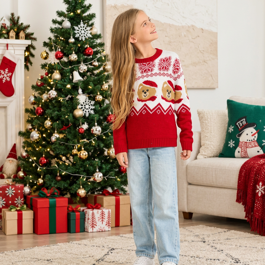 Teddy Bear Fair Isle Matching Family Christmas Jumpers