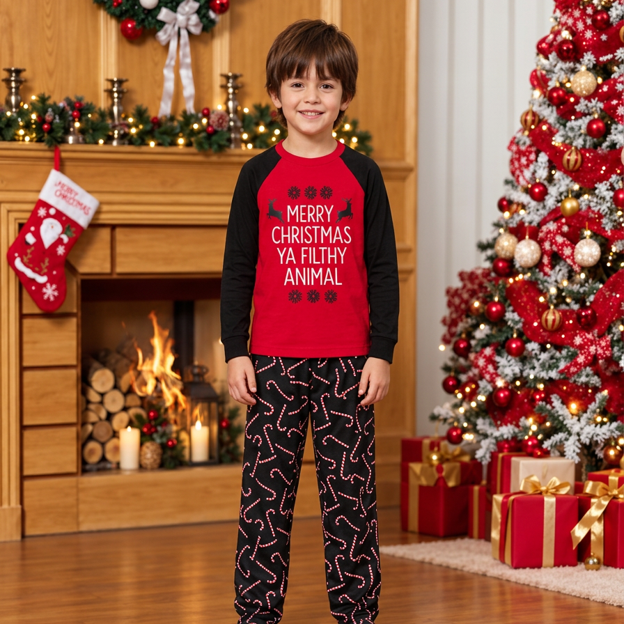 Merry Christmas Ya Filthy Animal Matching Family Pyjama Set