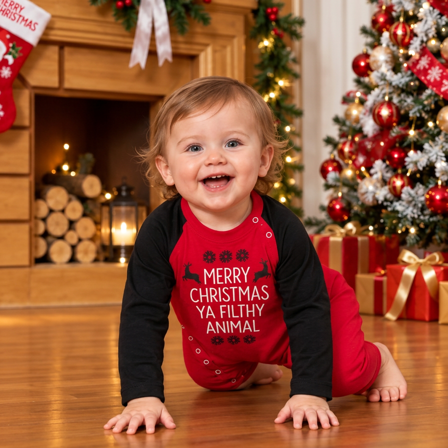 Merry Christmas Ya Filthy Animal Matching Family Pyjama Set