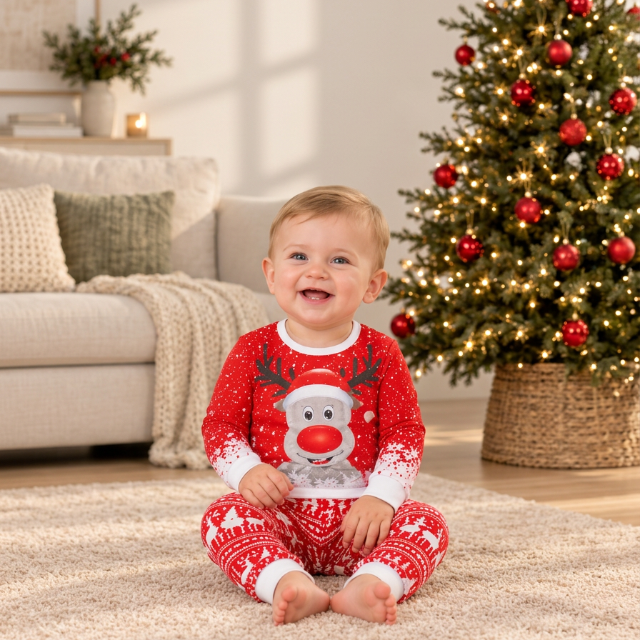 Moose & Snowflake Matching Family Christmas Pyjama Set
