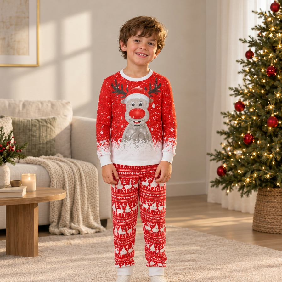 Moose & Snowflake Matching Family Christmas Pyjama Set