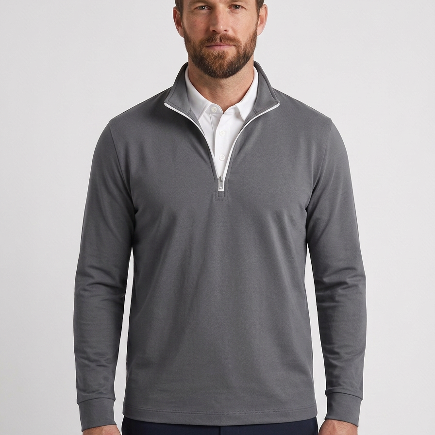 2-In-1 Quarter-Zip Polo Shirt For Men