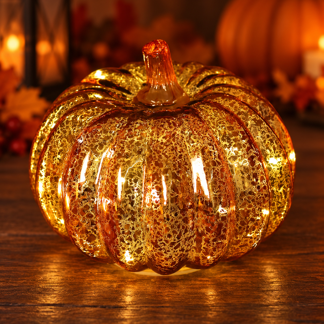 Halloween Pumpkin Hand-Blown Glass Lamp