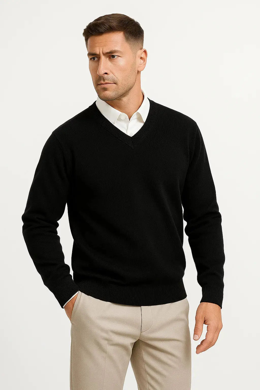 Harrington Oxford | Men's Cashmere Pullover V-Neck Slim Fit Elegant Casual Wear Harrington Oxford