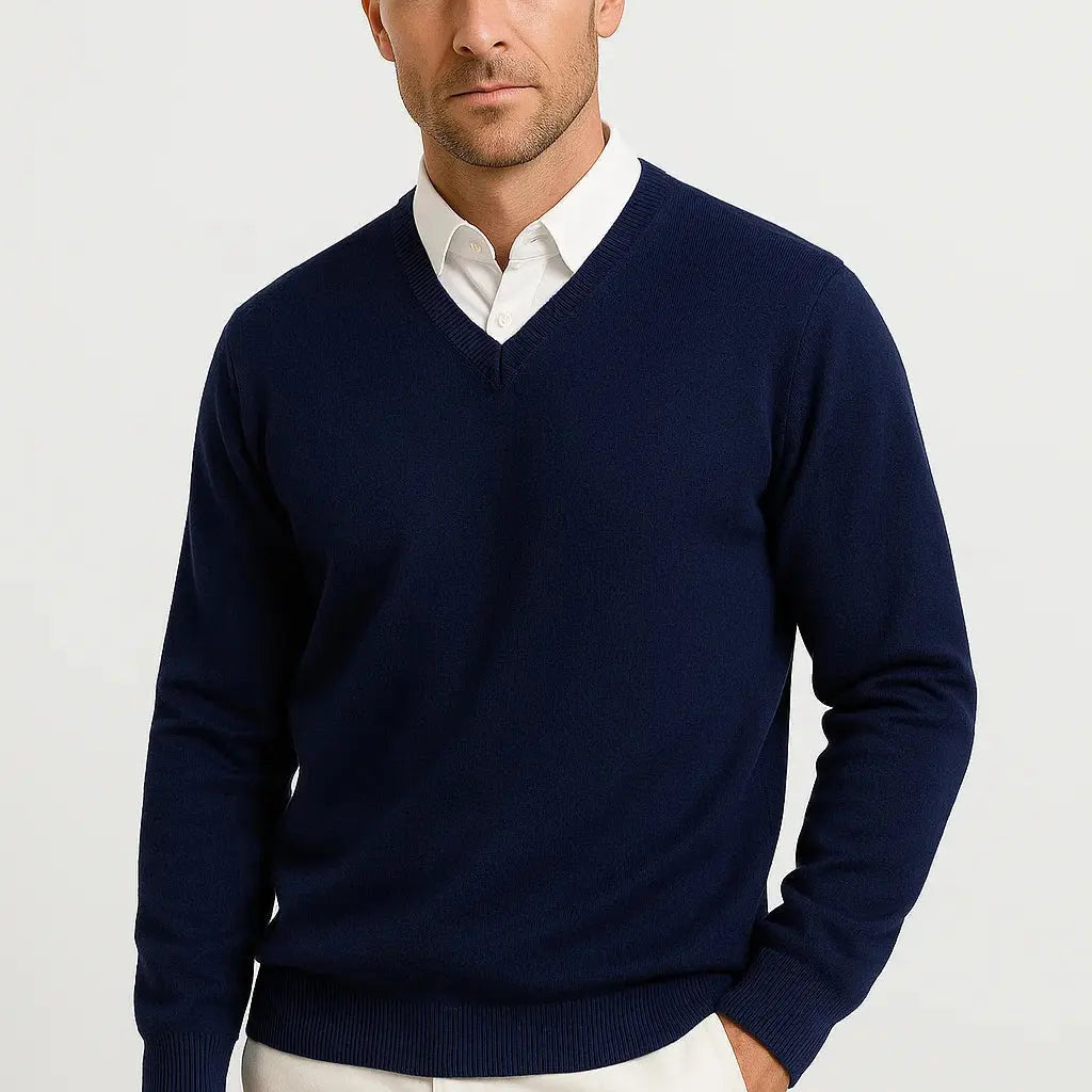 Harrington Oxford | Men's Cashmere Pullover V-Neck Slim Fit Elegant Casual Wear Harrington Oxford