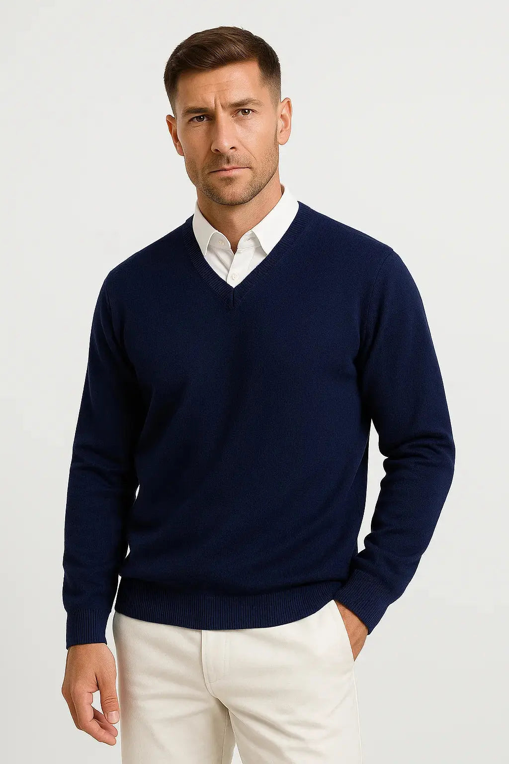 Harrington Oxford | Men's Cashmere Pullover V-Neck Slim Fit Elegant Casual Wear Harrington Oxford