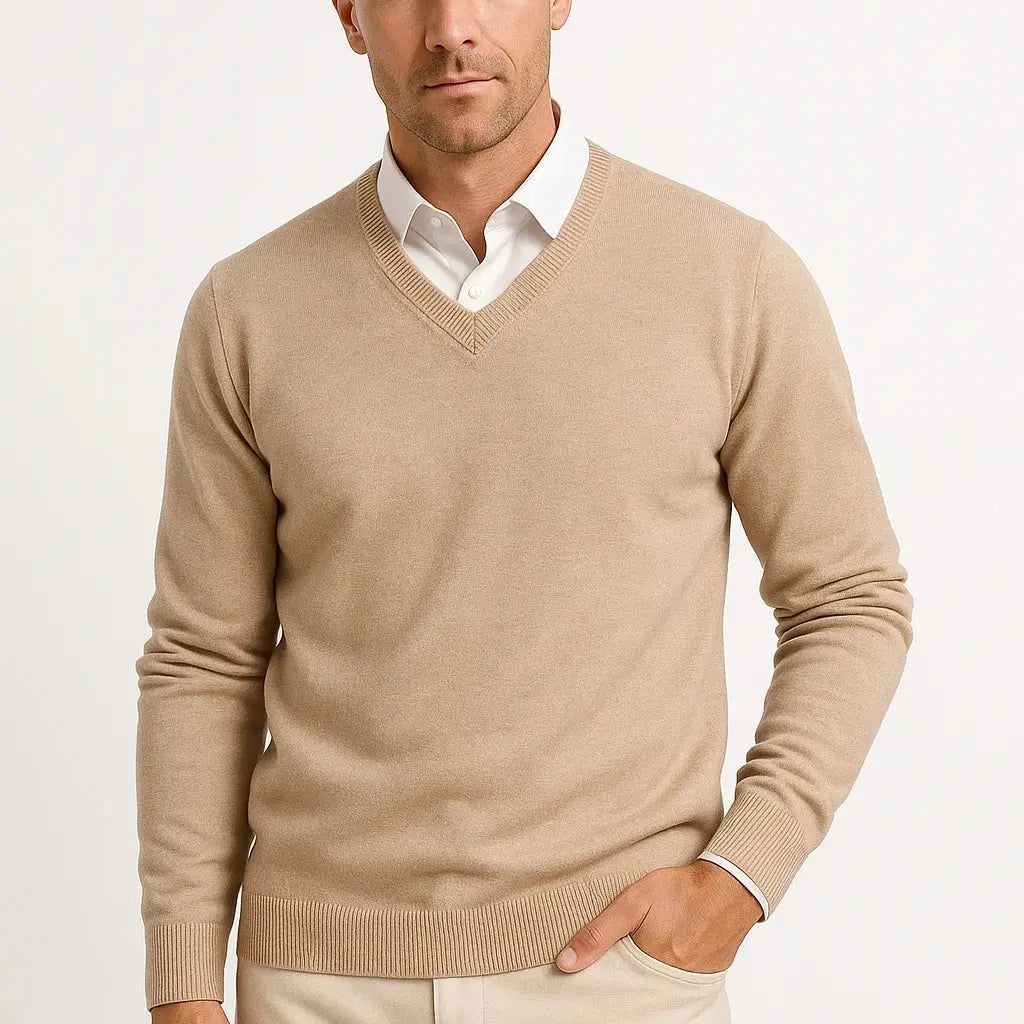 Harrington Oxford | Men's Cashmere Pullover V-Neck Slim Fit Elegant Casual Wear Harrington Oxford