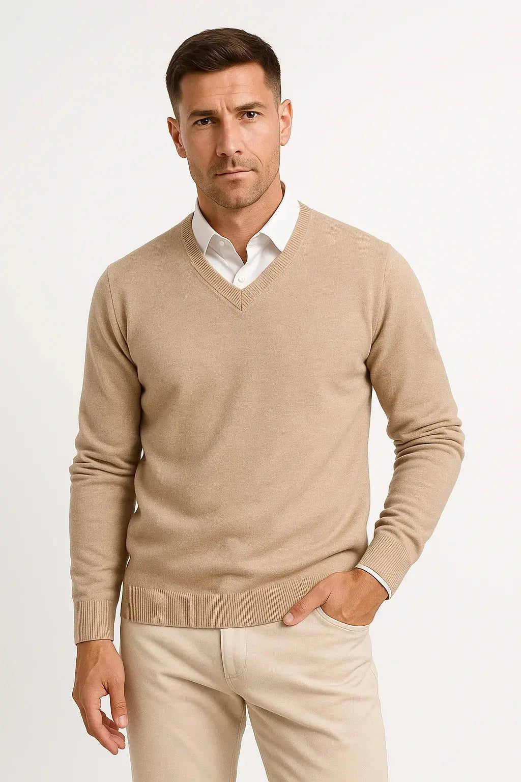 Harrington Oxford | Men's Cashmere Pullover V-Neck Slim Fit Elegant Casual Wear Harrington Oxford