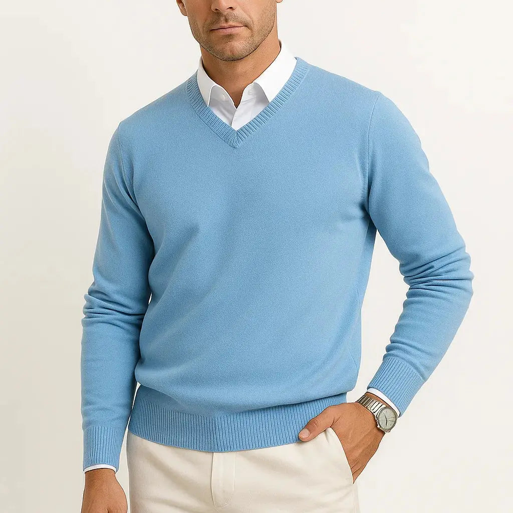 Harrington Oxford | Men's Cashmere Pullover V-Neck Slim Fit Elegant Casual Wear Harrington Oxford
