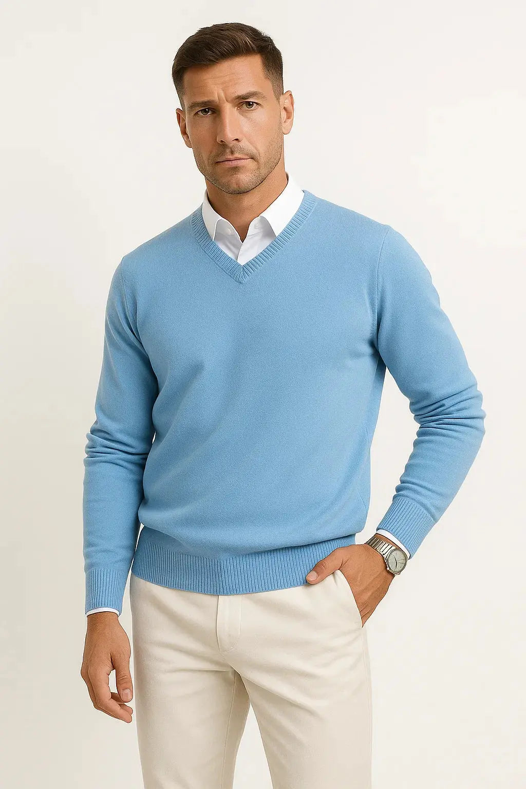 Harrington Oxford | Men's Cashmere Pullover V-Neck Slim Fit Elegant Casual Wear Harrington Oxford