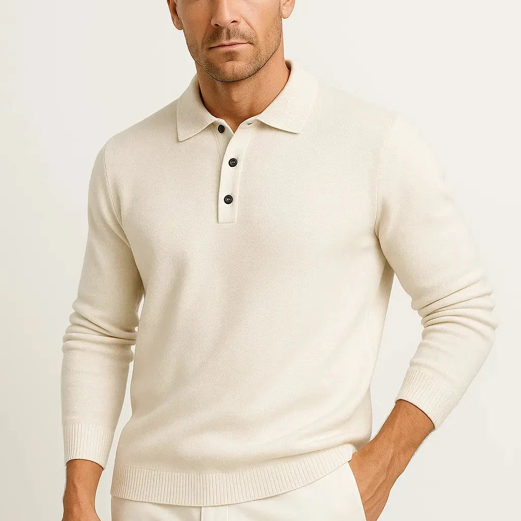 Harrington Oxford | Men's Polo Sweater Merino Wool Long Sleeve Classic Knit Harrington Oxford
