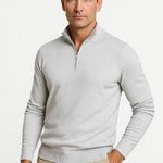 Harrington Oxford | Men's Quarter Zip Sweater Cotton Blend Classic Fit Minimalist Design Harrington Oxford