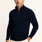 Harrington Oxford | Men's Quarter Zip Sweater Cotton Blend Classic Fit Minimalist Design Harrington Oxford
