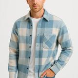 Men's Casual Shirt Cotton-Polyester Blend Long Sleeve Checkered Khaki
