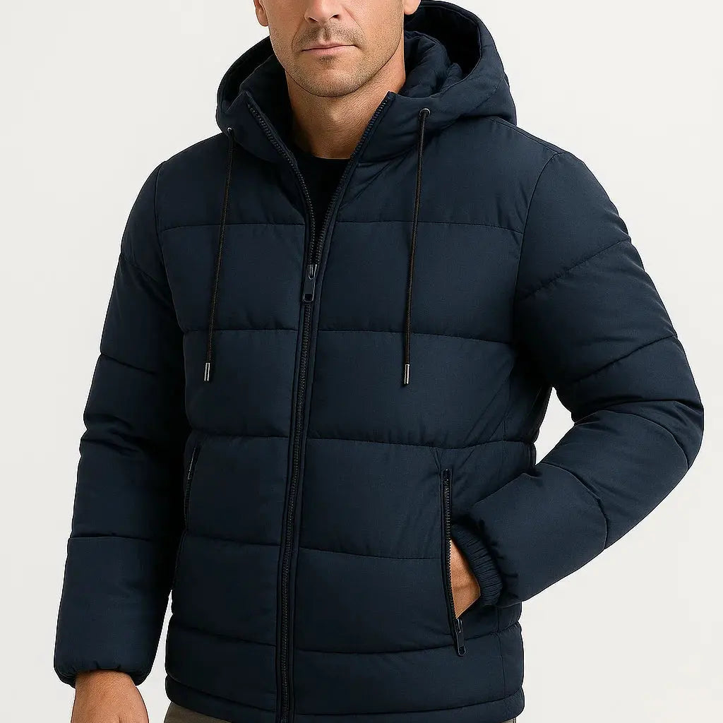 Harrington Oxford | Men's Insulated Puffer Jacket Cotton Blend with Hood Harrington Oxford