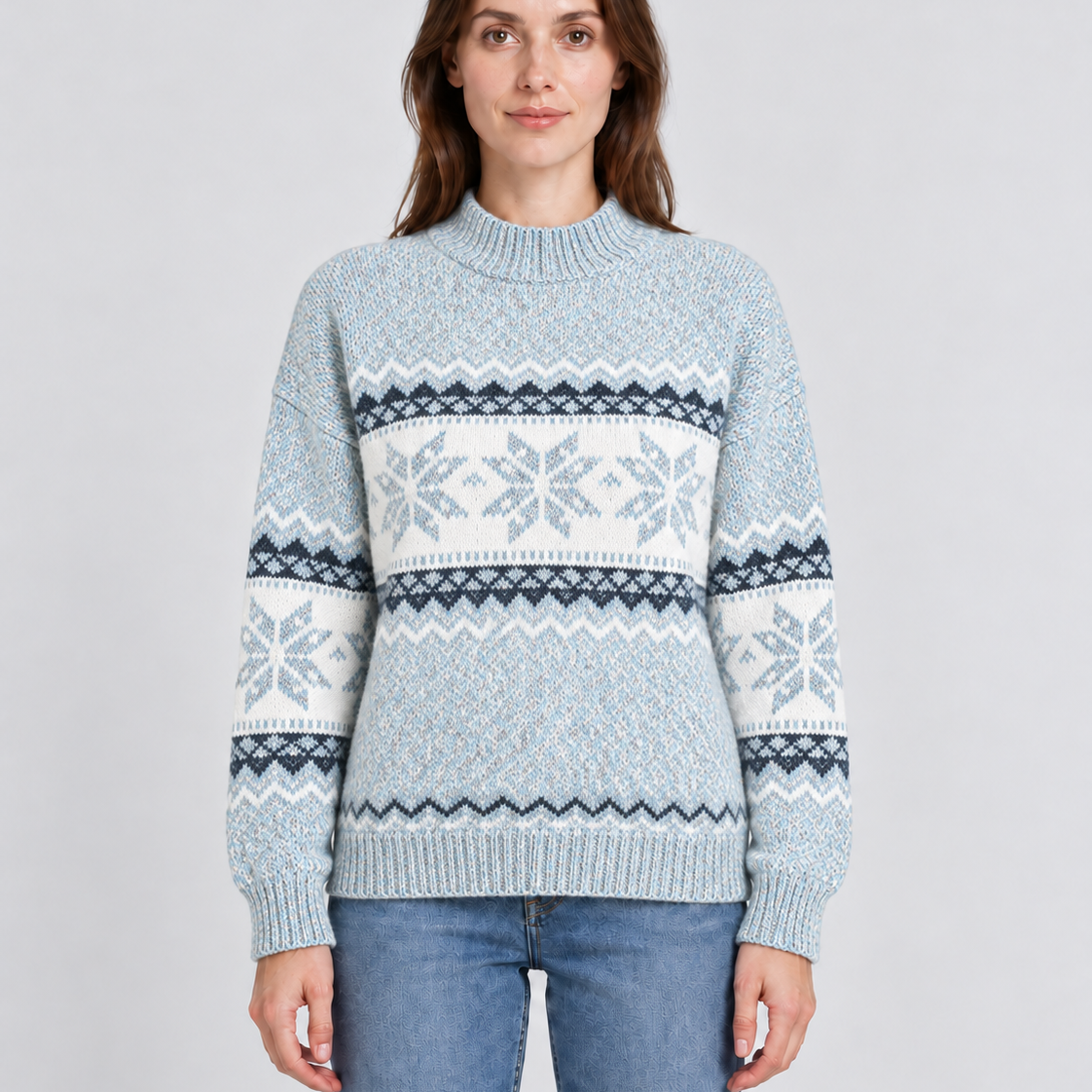 Snowflake-Band Christmas Jumper For Women