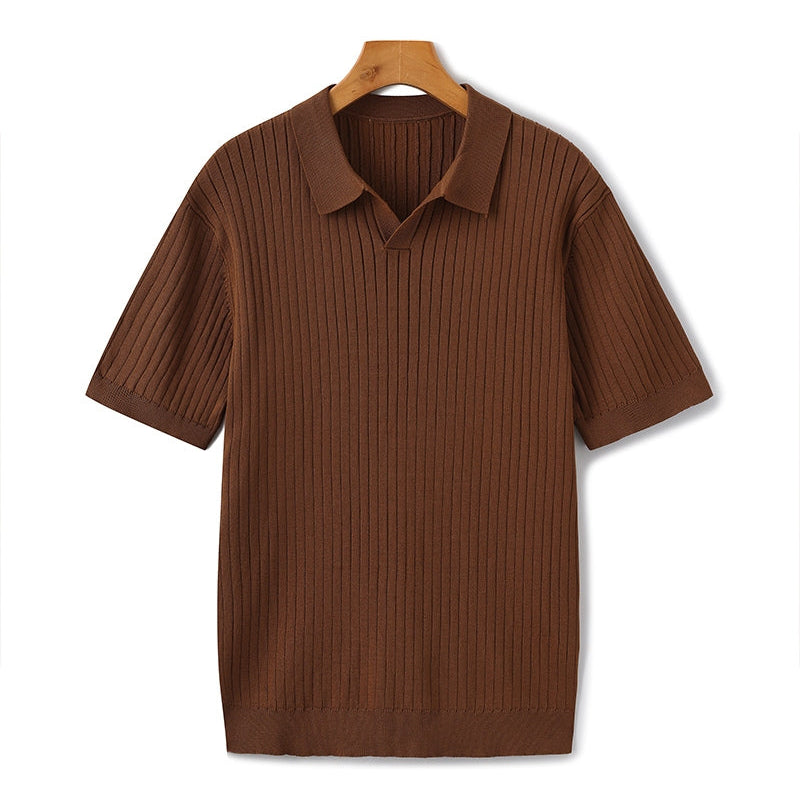 Harrington Oxford | Ribbed Knitted Polo Shirt For Men