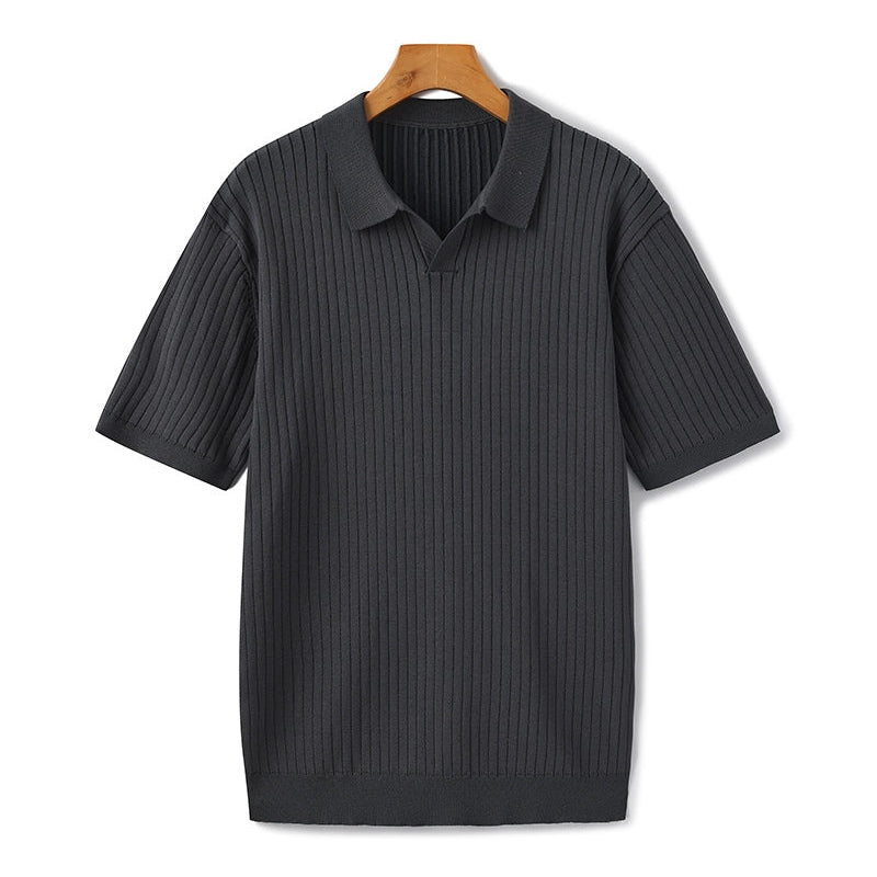 Harrington Oxford | Ribbed Knitted Polo Shirt For Men