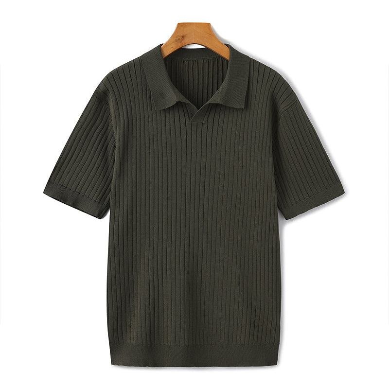 Harrington Oxford | Ribbed Knitted Polo Shirt For Men