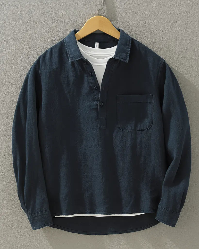 Harrington Oxford | Cotton-Linen Popover Shirt Harrington Oxford