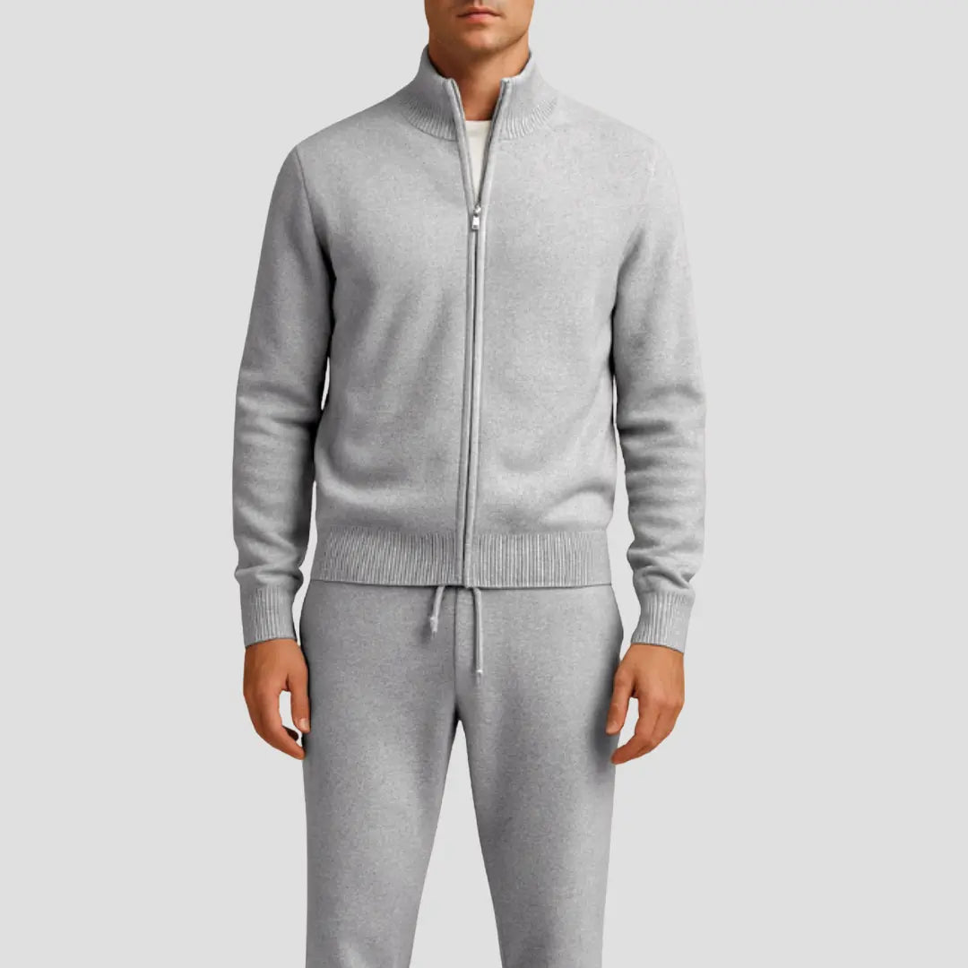 Harrington Oxford | Men's Casual Set Merino Wool Zipper Jacket and Pants Harrington Oxford