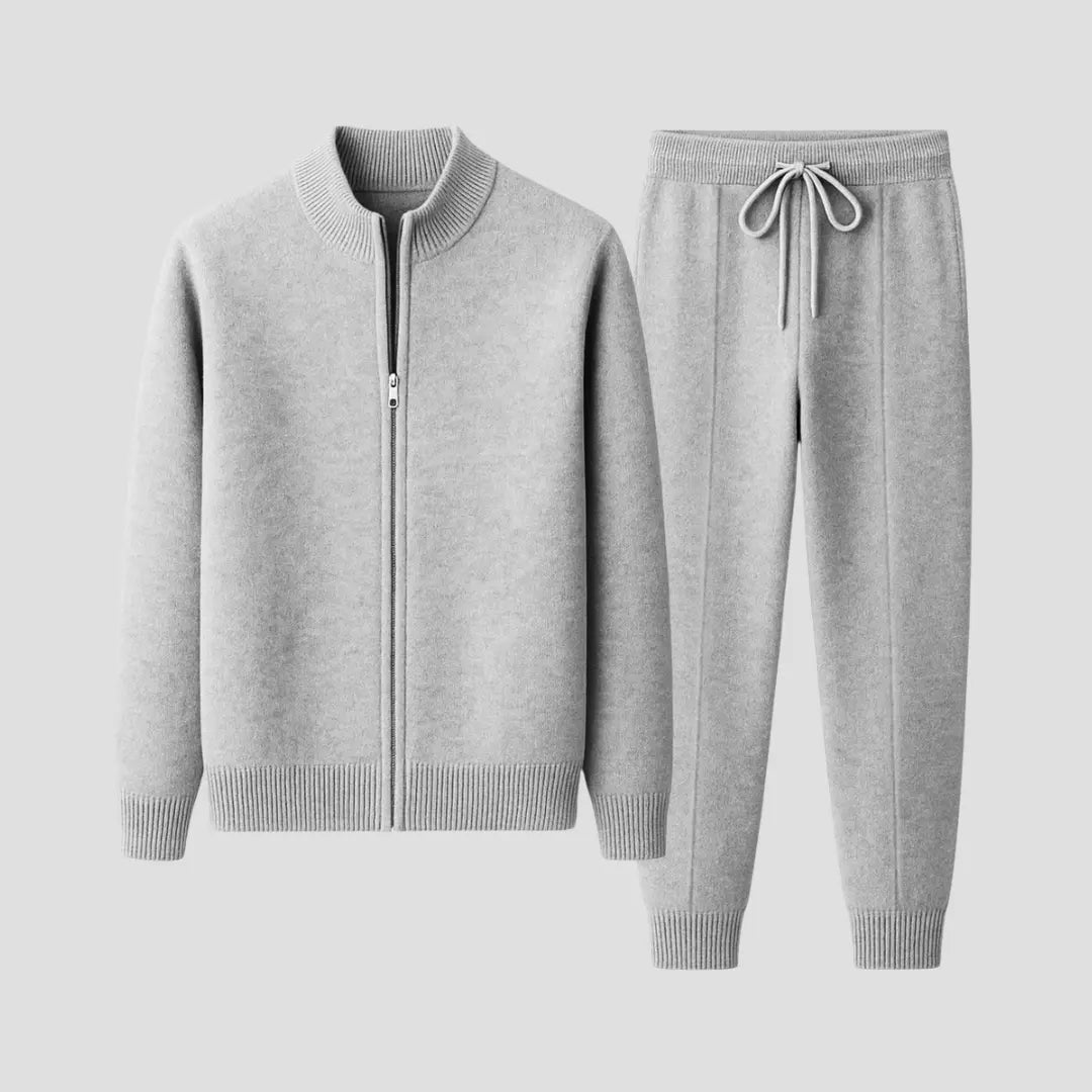 Harrington Oxford | Men's Casual Set Merino Wool Zipper Jacket and Pants Harrington Oxford