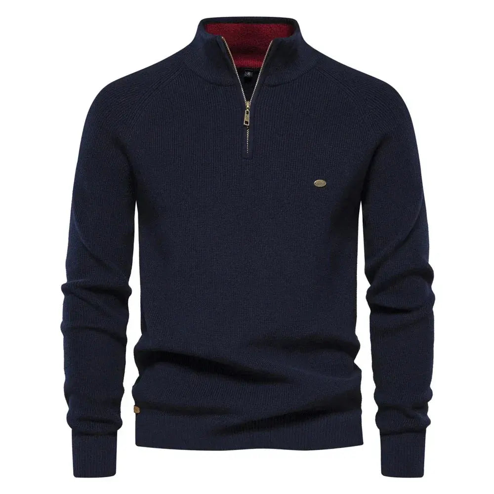 Men's Half Zip Jumper in Wool Blend – Classic Knitted Style Harrington Oxford