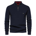 Men's Half Zip Jumper in Wool Blend – Classic Knitted Style Harrington Oxford