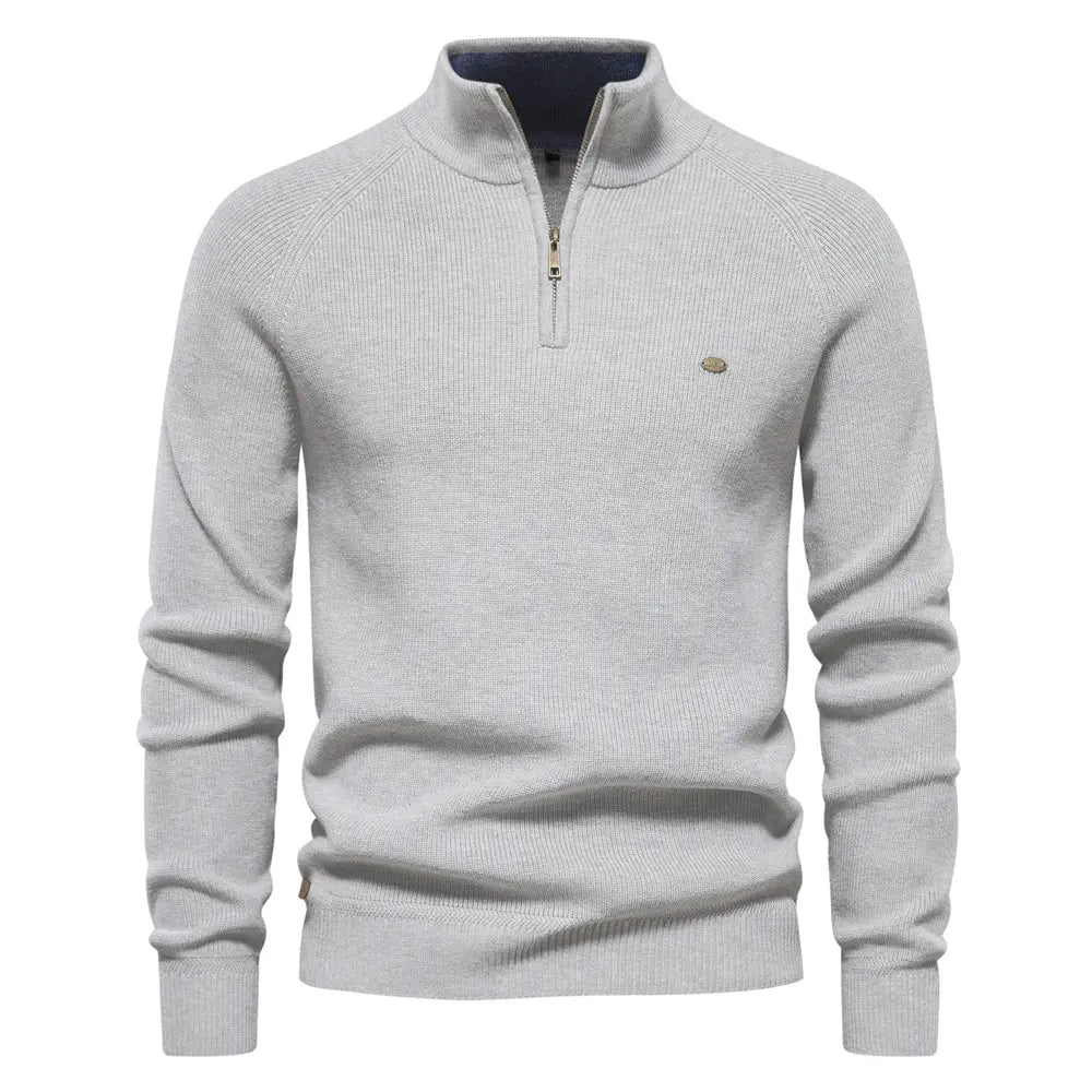Men's Half Zip Jumper in Wool Blend – Classic Knitted Style Harrington Oxford