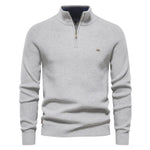 Men's Half Zip Jumper in Wool Blend – Classic Knitted Style Harrington Oxford