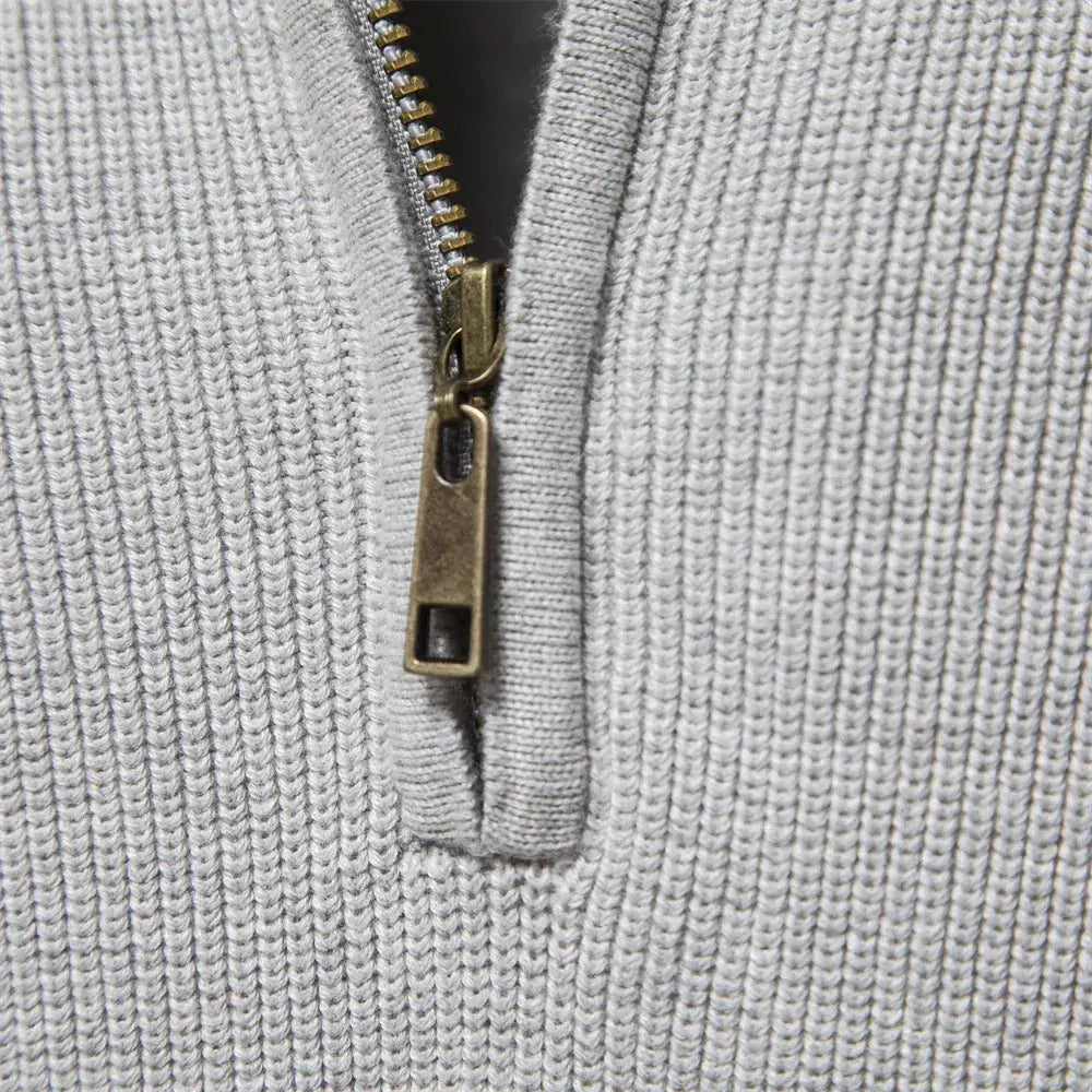 Men's Half Zip Jumper in Wool Blend – Classic Knitted Style Harrington Oxford