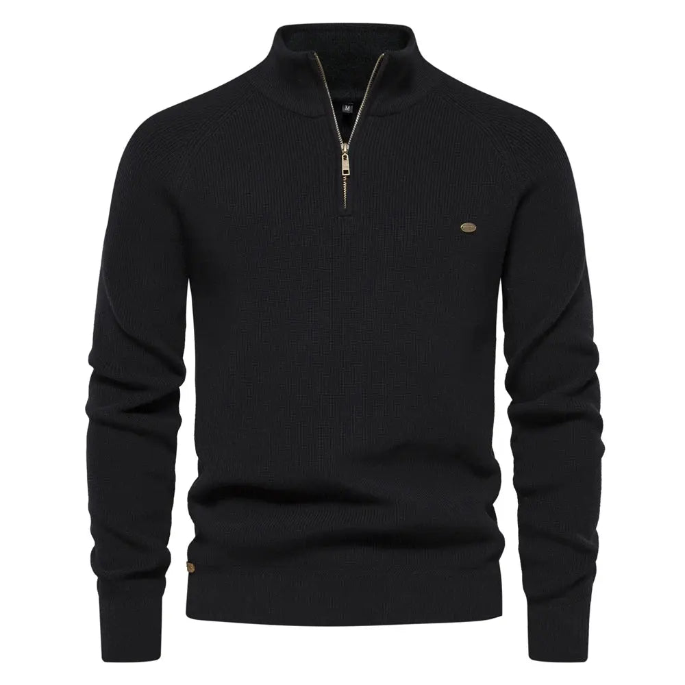 Men's Half Zip Jumper in Wool Blend – Classic Knitted Style Harrington Oxford