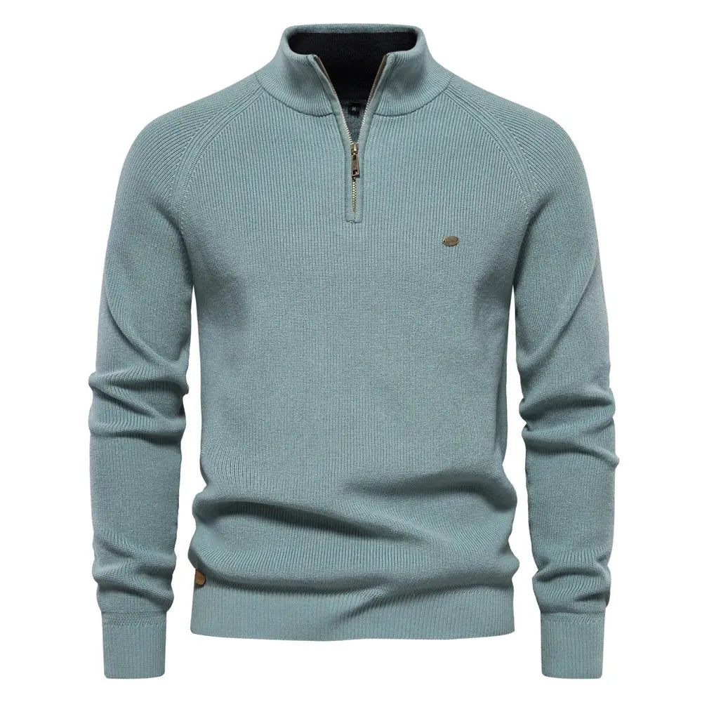 Men's Half Zip Jumper in Wool Blend – Classic Knitted Style Harrington Oxford