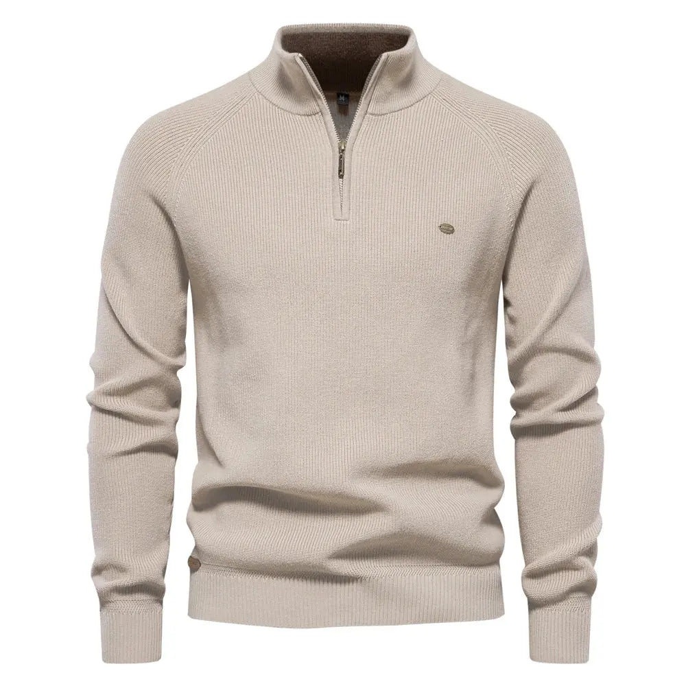 Men's Half Zip Jumper in Wool Blend – Classic Knitted Style Harrington Oxford