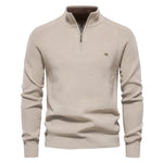 Men's Half Zip Jumper in Wool Blend – Classic Knitted Style Harrington Oxford