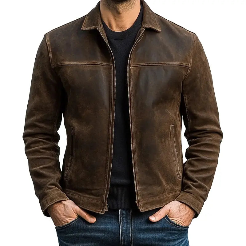 Harrington | Men's Classic Zipper Leather Jacket - Harrington